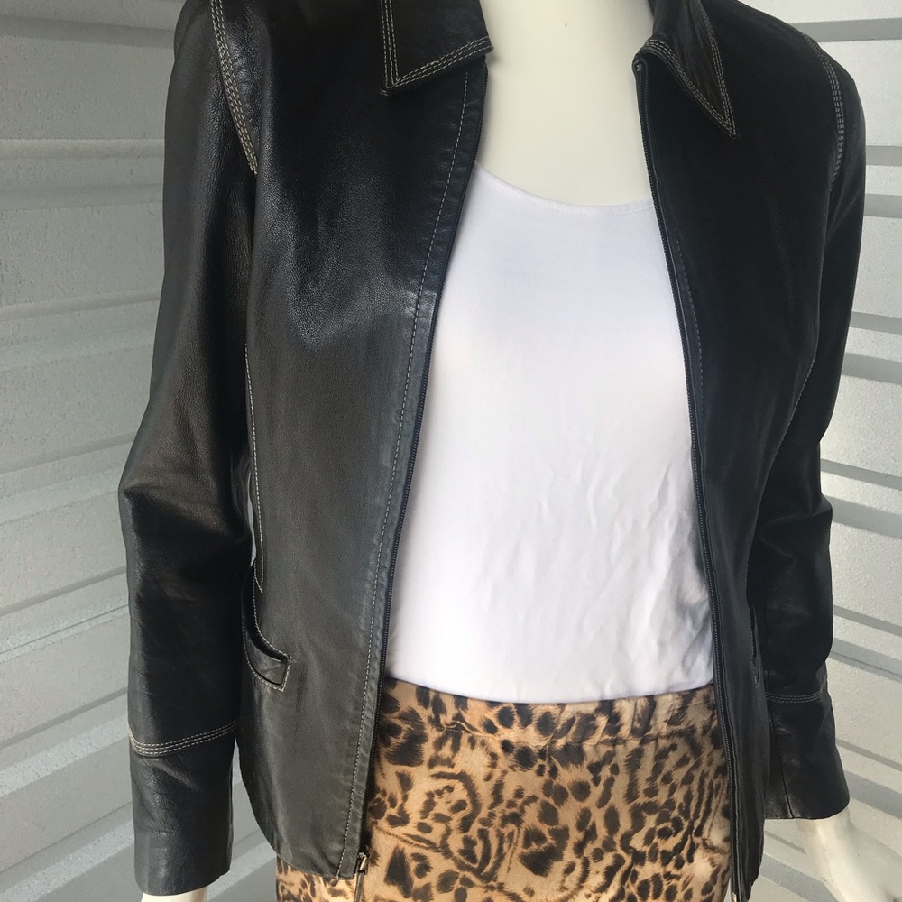 Express black leather jacket